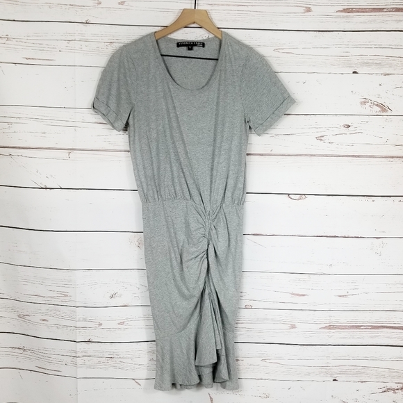 Veronica Beard | Gray Ruched Pima Shirt Dress - Picture 2 of 6